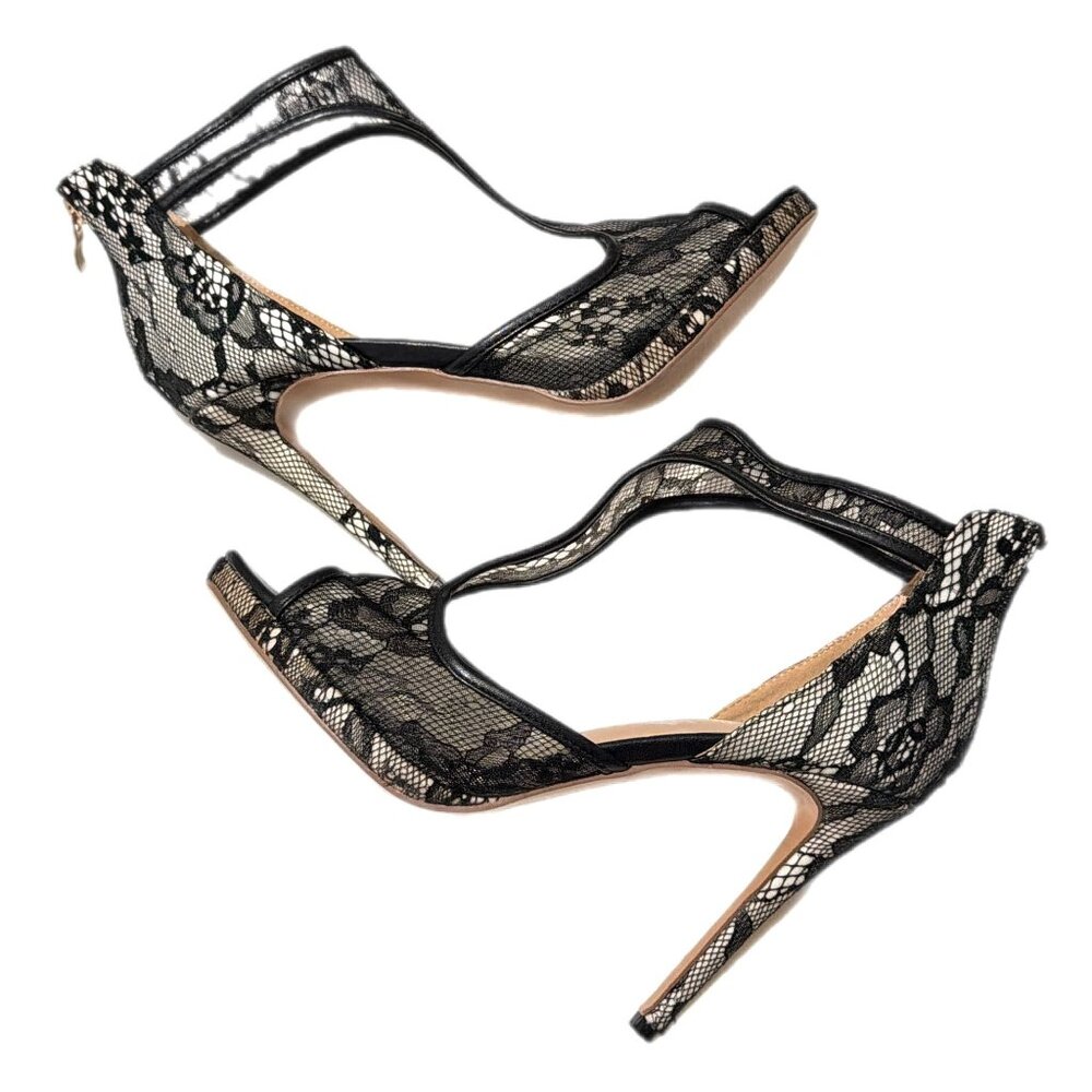 Jolimall Sandals Womens 9 Black Lace Stiletto Heel Whimsigoth Noir Cocktail Date